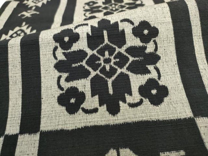 平和屋着物●全通柄袋帯　紬地　草花文　正絹　逸品　AABL2428pf