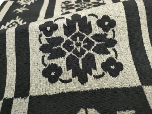 平和屋着物●全通柄袋帯　紬地　草花文　正絹　逸品　AABL2428pf