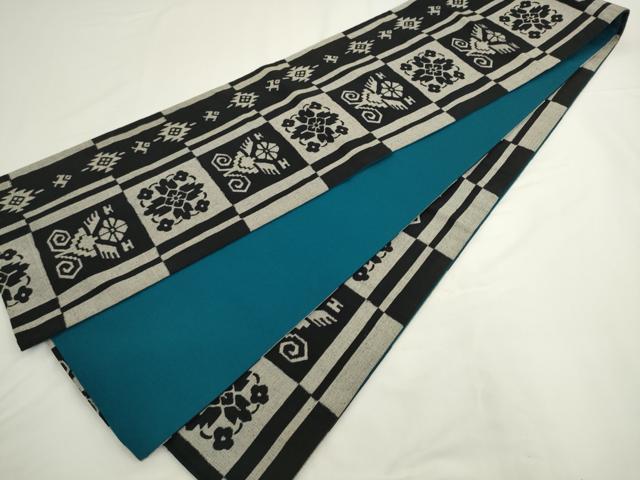 平和屋着物●全通柄袋帯　紬地　草花文　正絹　逸品　AABL2428pf