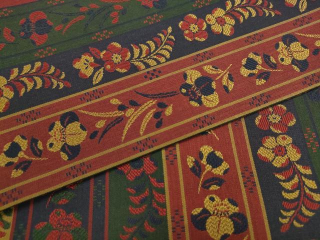 平和屋着物●全通柄九寸名古屋帯　草花間道　正絹　逸品　AABL2431pf