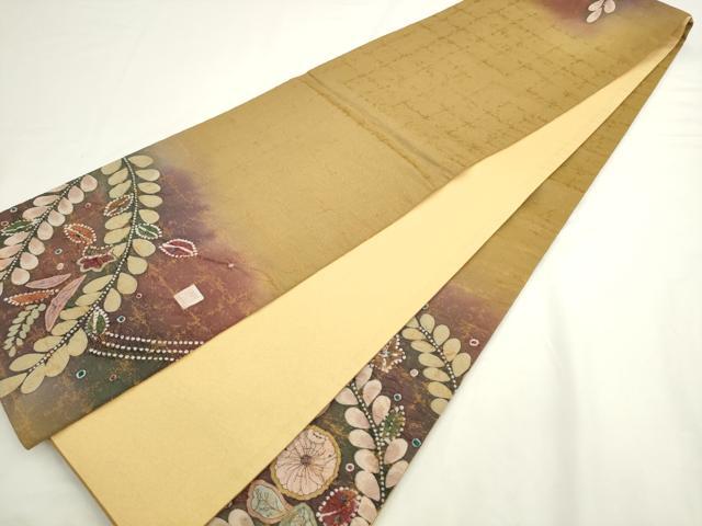 平和屋着物●太鼓柄袋帯　作家物　辻が花　絞り　金糸　正絹　逸品　AABL2433pf