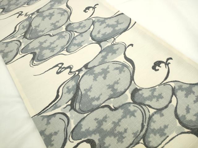 平和屋着物▼全通柄袋帯　紬地　流水文　伊織　正絹　逸品　AABL2434pf