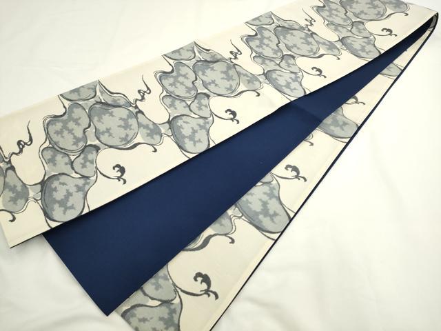 平和屋着物▼全通柄袋帯　紬地　流水文　伊織　正絹　逸品　AABL2434pf