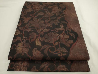 平和屋着物●澤屋重兵衛　六通柄袋帯　古代金錦　草花文　金糸　正絹　逸品　AABL2436pf