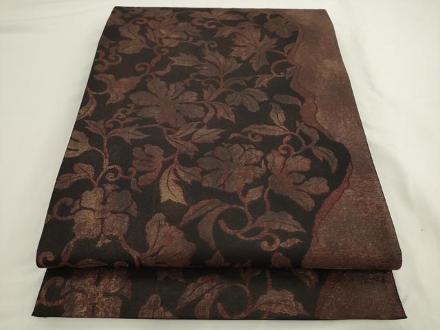 平和屋着物●澤屋重兵衛　六通柄袋帯　古代金錦　草花文　金糸　正絹　逸品　AABL2436pf