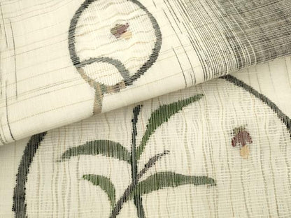 平和屋着物▽西陣　宮階織物　宮繍苑　里葉　九寸名古屋帯　スリーシーズン　春夏秋　団扇　蛍　金糸　正絹　逸品　AABL2438pf