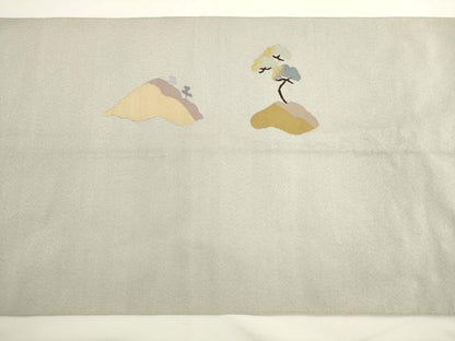 平和屋着物●爪掻き本綴れ　八寸名古屋帯　風景文　金糸　正絹　逸品　AABL2446pf