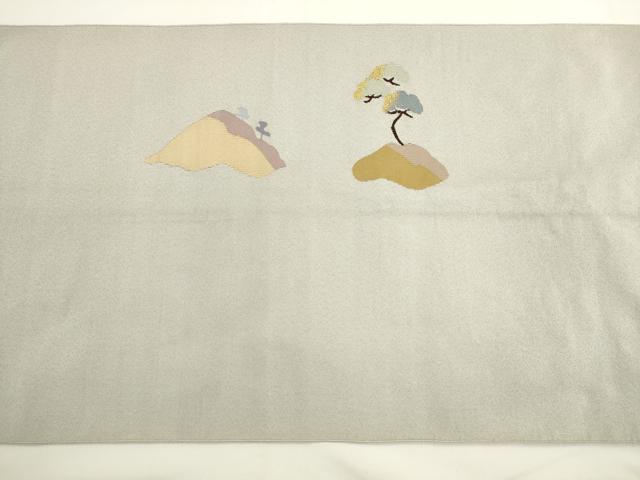 平和屋着物●爪掻き本綴れ　八寸名古屋帯　風景文　金糸　正絹　逸品　AABL2446pf