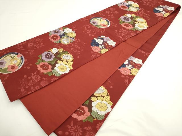 平和屋着物●六通柄袋帯 唐織 草花丸文 金銀糸 正絹 逸品 AABL2451pf