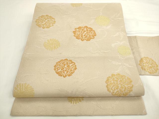 平和屋着物●綴れ　八寸名古屋帯　草花文　金糸　正絹　逸品　AABL2460pf