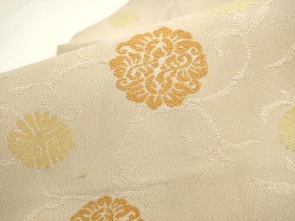 平和屋着物●綴れ　八寸名古屋帯　草花文　金糸　正絹　逸品　AABL2460pf
