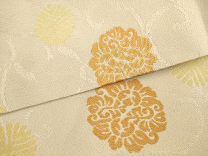 平和屋着物●綴れ　八寸名古屋帯　草花文　金糸　正絹　逸品　AABL2460pf