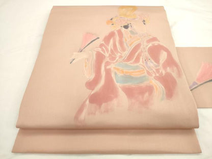 平和屋着物●塩瀬 九寸名古屋帯 ろうけつ染め 女人文 正絹 逸品 AABL2468pf