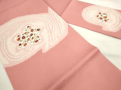 平和屋着物▼九寸名古屋帯　絞り　草花文　正絹　逸品　AABL2474pf