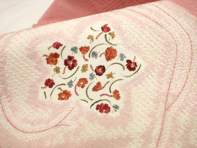平和屋着物▼九寸名古屋帯　絞り　草花文　正絹　逸品　AABL2474pf