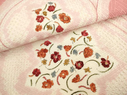 平和屋着物▼九寸名古屋帯　絞り　草花文　正絹　逸品　AABL2474pf