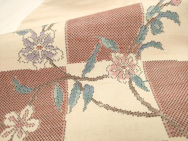 平和屋着物●本場大島織元 九寸名古屋帯 枝花文 正絹 逸品 AABL2480pf
