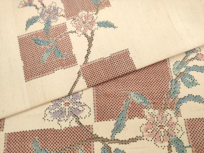 平和屋着物●本場大島織元 九寸名古屋帯 枝花文 正絹 逸品 AABL2480pf