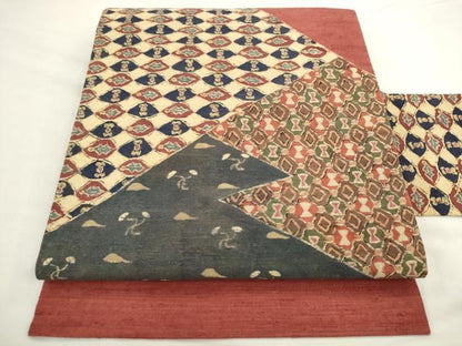 平和屋着物●九寸名古屋帯 紬地 ろうけつ染め 抽象文様 正絹 逸品 AABL2483pf