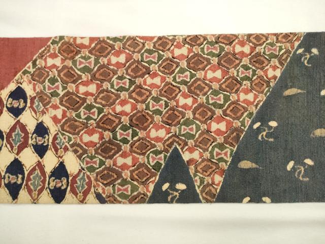 平和屋着物●九寸名古屋帯 紬地 ろうけつ染め 抽象文様 正絹 逸品 AABL2483pf