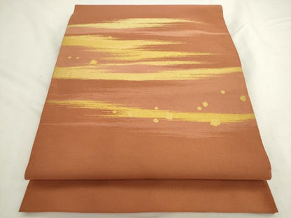 平和屋着物●爪掻き本綴れ 八寸名古屋帯 霞文 金糸 正絹 逸品 AABL2484pf