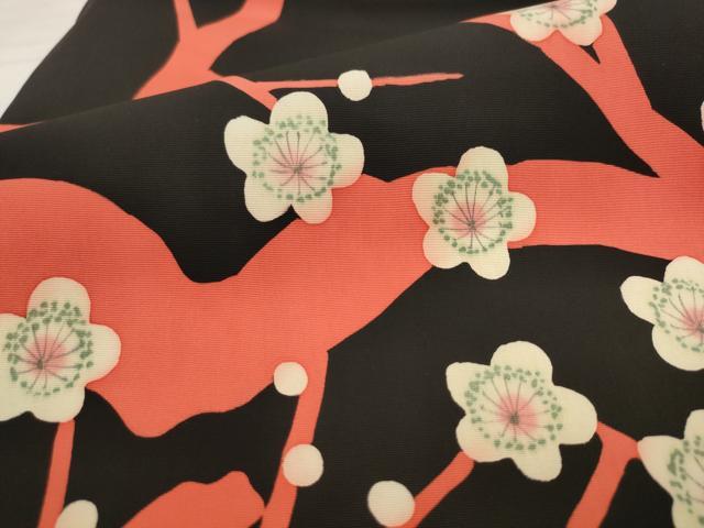 平和屋着物●塩瀬 九寸名古屋帯 枝桜 黒地 正絹 逸品 AABL2485pf