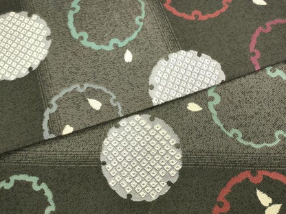 平和屋着物●九寸名古屋帯 雪輪舞桜文 正絹 逸品 AABL2486pf