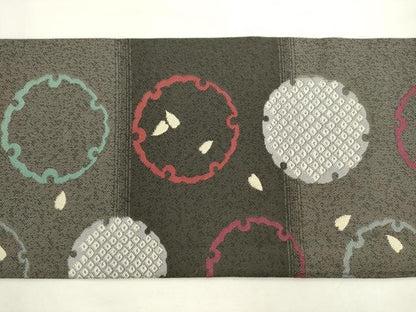 平和屋着物●九寸名古屋帯 雪輪舞桜文 正絹 逸品 AABL2486pf