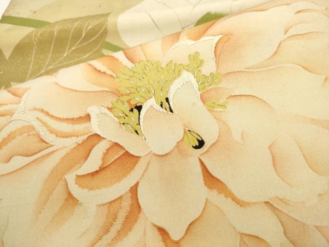 平和屋着物●アンティーク　大正ロマン　全通柄京袋帯　刺繍　草花文　正絹　逸品　AABL2491pf