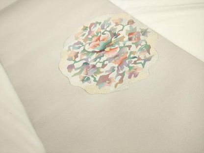 平和屋着物●爪掻き本綴れ　八寸名古屋帯　草花文　金銀糸　正絹　逸品　AABL2494pf