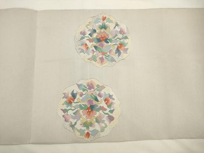 平和屋着物●爪掻き本綴れ　八寸名古屋帯　草花文　金銀糸　正絹　逸品　AABL2494pf
