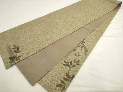 平和屋着物●太鼓柄袋帯　紬地　手描き　風景文　正絹　逸品　AABL2500pf