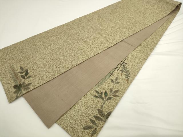 平和屋着物●太鼓柄袋帯　紬地　手描き　風景文　正絹　逸品　AABL2500pf