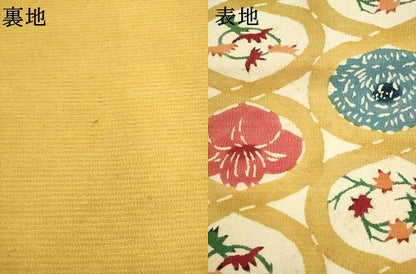 平和屋着物●九寸名古屋帯　型染め　草花文　正絹　逸品　AABL2503pf
