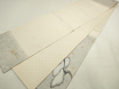 平和屋着物●伝統工芸士　白井功　太鼓柄袋帯　螺鈿箔　風神雷神　きぬはく　正絹　逸品　AABL2506pf