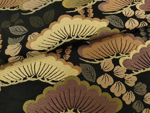 平和屋着物●六通柄袋帯　唐織　松文　黒地　正絹　逸品　AABL2509pf