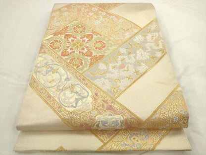 平和屋着物●西陣　川島織物　六通柄　本袋帯　飾花文　金糸　正絹　逸品　AABL2510pf