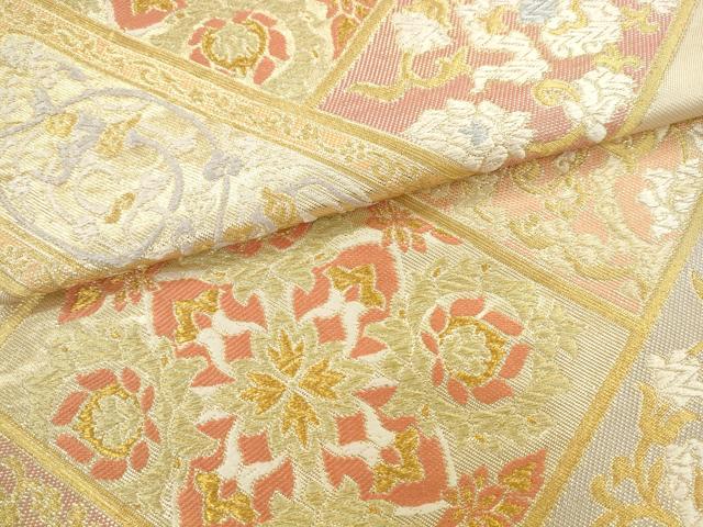 平和屋着物●西陣　川島織物　六通柄　本袋帯　飾花文　金糸　正絹　逸品　AABL2510pf