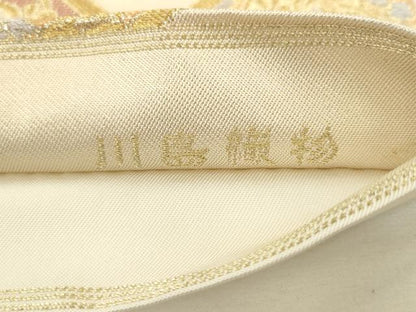 平和屋着物●西陣　川島織物　六通柄　本袋帯　飾花文　金糸　正絹　逸品　AABL2510pf
