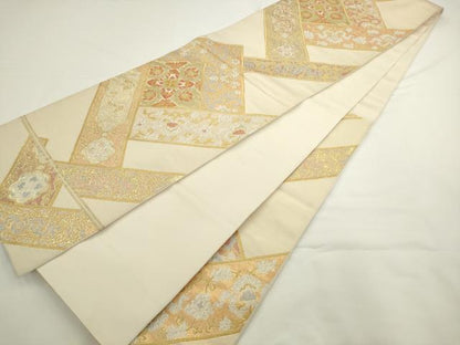 平和屋着物●西陣　川島織物　六通柄　本袋帯　飾花文　金糸　正絹　逸品　AABL2510pf