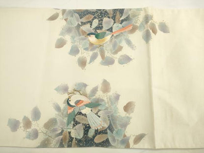 平和屋着物●太鼓柄袋帯　刺繍　花鳥文　金彩　正絹　逸品　AABL2516pf
