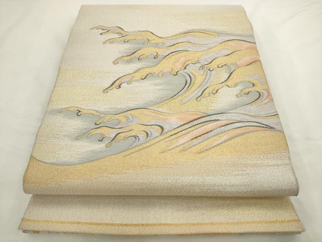 平和屋着物●綴れ　太鼓柄袋帯　波浪　正絹　逸品　AABL2519pf