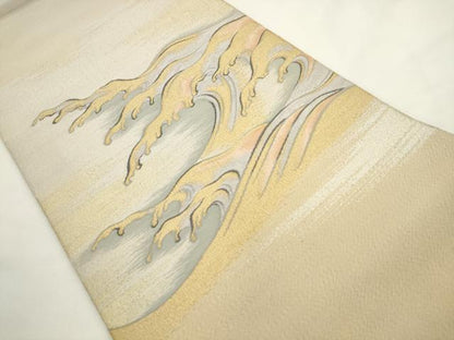 平和屋着物●綴れ　太鼓柄袋帯　波浪　正絹　逸品　AABL2519pf