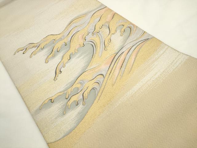 平和屋着物●綴れ　太鼓柄袋帯　波浪　正絹　逸品　AABL2519pf