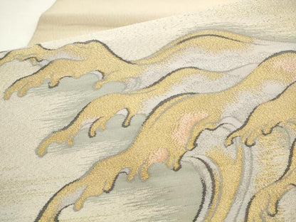 平和屋着物●綴れ　太鼓柄袋帯　波浪　正絹　逸品　AABL2519pf