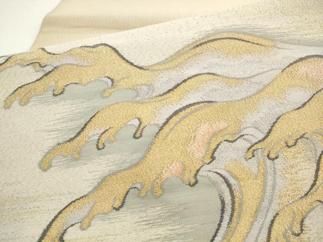 平和屋着物●綴れ　太鼓柄袋帯　波浪　正絹　逸品　AABL2519pf