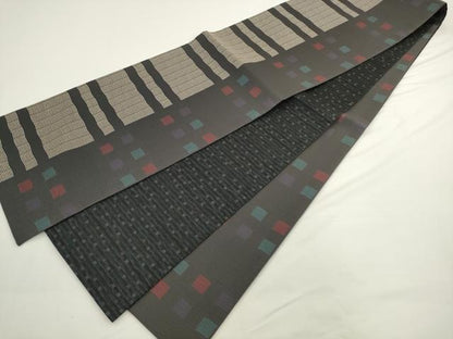 平和屋着物●両面全通柄袋帯　間道　正絹　逸品　AABL2523pf