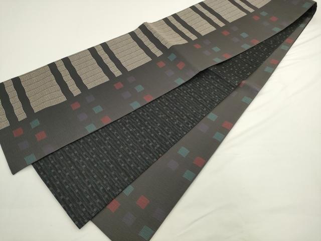 平和屋着物●両面全通柄袋帯　間道　正絹　逸品　AABL2523pf