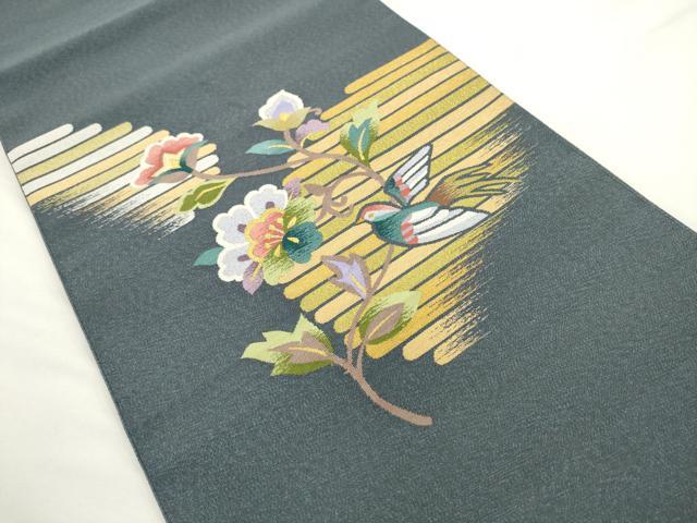 平和屋着物●爪掻き本綴れ　八寸名古屋帯　作家物　花鳥文　金銀糸　正絹　逸品　AABL2527pf