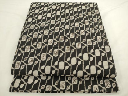 平和屋着物●こむさでもーど・COMME CA DU MODE　六通柄袋帯　枝葉文　黒地　正絹　逸品　AABL2532pf